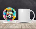 Hippie Animal Panda Large Sandstone Coasters Pack of 4 Absorbent Round Coasters Decor Gifts for Men or Women, 4 in, Multicolor