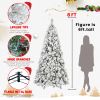 8FT Pre-Lit Snow Flocked Christmas Tree Artificial Pine Tree with 600 Lights