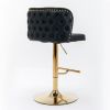 A&A Furniture,Swivel Barstools Adjusatble Seat Height, Modern PU Upholstered Bar Stools with the whole Back Tufted, for Home Pub and Kitchen Island(Bl
