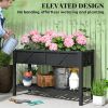 Elevated garden bed, elevated wooden flower pot box, planting box, black