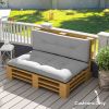 2 Seater Pallet Cushions Outdoor 3.9" Thick Replacement Cushions - Tufted Design for Garden, Patio, Light Gray