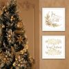 Trendy Decor 4U 2- Piece Vignette Golden Merry Christmas White Framed Wall Art for Living Room, Bedroom Wall Art Print for Home Decor by Mollie B