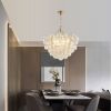 27.5-Inch Gold Pendant Light Chandelier with Threaded Clear Glass Globe Shade – Adjustable Height, Ideal for Living Room, Dining Room