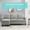 L-Shape Sofa, Modern Sectional Couch with Ottoman, Corner Sofa for Living Room, Light Grey