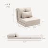 Floor Chair, Convertible Floor Sofa Bed, Folding Upholstered Couch Bed with Adjustable Backrest, Beige