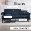 L Shape Sofa, Modern Sectional Couch with Changeable Chaise Lounge, Wooden Legs, Corner Sofa for Living Room, Dark Blue