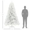 HOMCOM 7.5FT White Fake Christmas Tree, Unlighted Christmas Trees w/ 1346 Branch Tips, Auto Open & Steel Base, Perfect for Home, Holiday