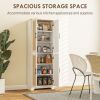 67" Tall Kitchen Pantry, Freestanding Kitchen Storage Cabinet with 4 Rattan Doors and Adjustable Shelves, White