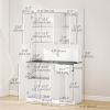 71" Kitchen Pantry Cabinet, Storage Buffet with Hutch, Adjustable Shelves for Living Room, High Gloss White