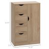 Freestanding Storage Cabinet Bathroom Floor Cabinet 4 Drawers Cupboard Oak for Bedroom Living Room