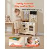 Play Kitchen for Kids, Wooden, Kids Kitchen Playset with Realistic Lights & Sounds, Food & Cookware, Modern Style Pretend Play Toy Set, Ice Maker