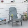 Outsunny Oversized Adirondack Chair with Cupholder for Outdoor Fire Pit Porch Patio Backyard Dark Grey