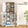 64" Tall Kitchen Pantry Cabinet with Spice Racks and Adjustable Shelves, White