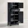 50.5" Kitchen Storage Cabinet, Modern Kitchen Pantry Cabinet with 4 Doors, Drawer, Adjustable Shelf, Black