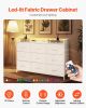 9 Drawer Dresser Tall Fabric Drawer Dresser with Bin LED & Outlet White