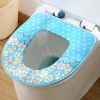 2 Pcs Light Blue Floral Toilet Seat Cover Pad Winter Toilet Seat Cushion Mat Toilet Bathroom Warmer