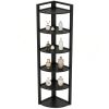 Rustic 6-Tier Corner Shelf 70.9 Inch Tall Small Bookcase Bookshelf Corner Shelving Unit Storage Rack for Living Room Bedroom