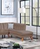 Contemporary 2-Pcs Sectional Set Living Room Furniture Light Brown Velvet Couch Left Facing Sofa, Right Facing Chaise Plush Cushion