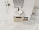 36 " Modern Design Float Bathroom Vanity With Ceramic Art Sink, White Flat Stone Slab and Small Storage Shelves, Soft Closed Door,KD-Package (TOP-BAB3