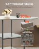 47 in Round Dining Table Wood Kitchen Table for 4-6 Person Grey (Only Table)