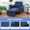 HOMCOM 3-in-1 Convertible Chair Bed, Pull Out Sofa Bed Sleeper Chair with Adjustable Backrest, Pillow, and Pockets, Blue
