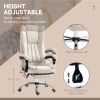 Vinsetto Massage Office Chair High Back Reclining Heat 6 Points Adjustable Height Footrest Cream White