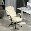Vinsetto 7-Point Massage Office Chair, High Back Massaging Desk Chair with Lumbar Support, Footrest, for Home Office, Cream White