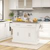 Narrow Kitchen Island, Mobile Island Cart with Hiding Wheels, 2 Drowers, Spice Rack Towel, for Home, Dinning Room, Cream White