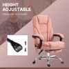 Vinsetto Massage Desk Chair with Footrest, 6-point Vibrating and Heating Functions, Adjustable Height and Back, Pink