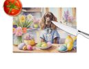 NEW Decorating Easter English Cocker Spaniel Glass Cutting Board Decorative Tempered Glass Kitchen Cutting and Serving Board Large Size Chopping Board