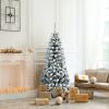 4.5 Feet Unlit Hinged Snow Flocked Artificial Pencil Christmas Tree with 242 Branch