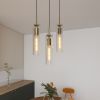 Gold Pendant Light Fixtures, 3 Pack Modern Pendant Lighting with Clear Striped Glass Shade, Hanging Pendant Lights Kitchen Island
