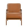 Walnut Finish Sleek Design Accent Chair Brown Faux Leather Upholstery Modern Living Room Furniture 1pc