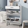 Shoe Cabinet, Freestanding Shoe Rack Storage Organizer with Drawers and Metal Legs, Modern Shoe Storage Cabinet with 2 Flip Drawers for Entryway