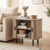 End Table Modern Mid Century Nightstand with Sliding Tambour Doors and Storage Shelf