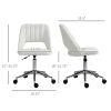 Vinsetto Mid-Back Home Office Chair, Velvet Fabric Swivel Scallop Shape Computer Desk Chair for Home Office or Bedroom, Cream White