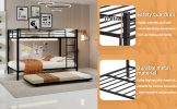 Durable Square Tube Iron Bunk Bed Featuring Safety Rails, Modern Minimalist Look, Ideal for Kids Room, Guest Room or Shared Space