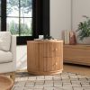 Valentine 24" 2-Drawer Storage Side Table, Natural Brown Beech Wood