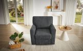 360Â° Swivel Chair Accent Barrel Armchair Swivel Sofa Chair with Side Pockets for Living Room, Bedroom, Office and Hotel, Grey