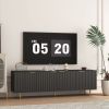 Black Modern TV Stand Fluted 68" , Entertainment Center with Storage Doors, TV Console Media Cabinet, for 55+ Inch TV, Living Room