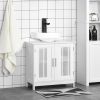 Kleankin Under Sink Storage Cabinet Bathroom 2 Doors Shelf White Pedestal Vanity Organizer
