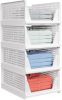 4 Pack Stackable Closet Storage Basket - Stackable Storage Bins, Multifunctional Foldable Closet Organizer Divided