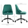 Vinsetto Velvet Swivel Office Chair Mid-Back Scallop Design Home Office Green