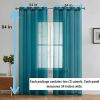 2 Piece Semi Sheer Voile Window Curtain Grommet Panels for Bedroom & Living Room (54" W x 84" L, Aqua Blue (Teal))