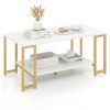 2-Tier Modern Coffee Table with Open Storage Shelf for Living Room & Robot Vacuum Friendly
