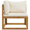 3-Seater Patio Sofa with Cushion Cream Solid Acacia Wood
