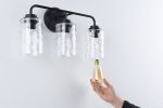 3-Light with Clear Glass Glacier Shade, Unique Hand-make Lampshade, Industrial Indoor Light Fixture for Bathroom Living Room Bedroom Over Kitchen Sink