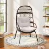 Patio Wicker Egg Chair Outdoor Rattan Lounge Basket with Seat and Back Cushions