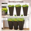 Outsunny 28ft Tall Plastic Planters, Set of 3, square Flower Pot, anti-crack, fade-resistant, Outdoor & Indoor, for lawns, patios, Brown