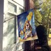 Basset Hound Happy Birthday House Flag Large Porch Sleeve Pole Decorative Outside Yard Banner Artwork Wall Hanging, Polyester, House Size, Multicolor
